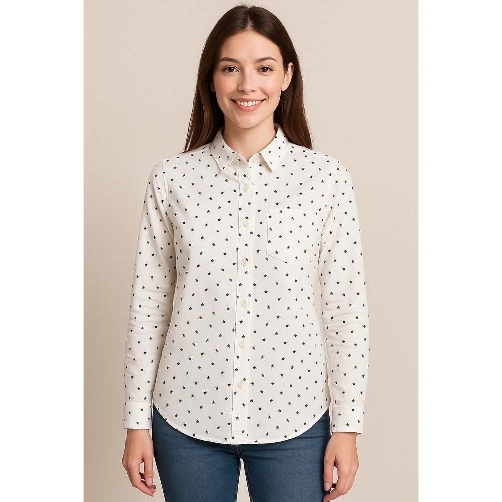 GAP Boyfriend Fit Coupe Cotton Stars Shirt White Black M Sustainable Artsy 80-46